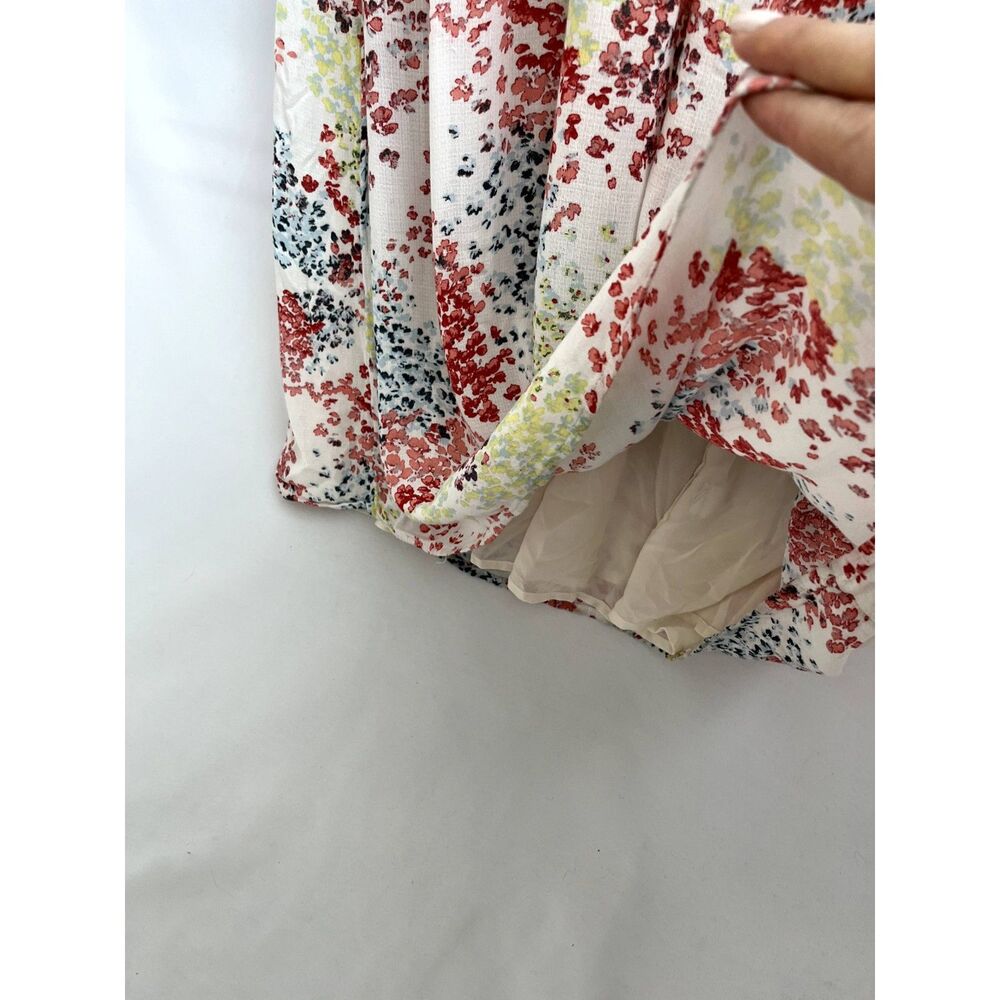 Lucky Brand Maxi Midi Floral Dress M Cottagecore Fit and Flare White Pink V Neck - Picture 7 of 10